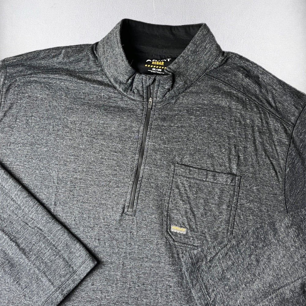 Ariat Rebar Foundation 1/4 Zip LS Shirt Mens 4XL Grey Heathered Pocket 10041415